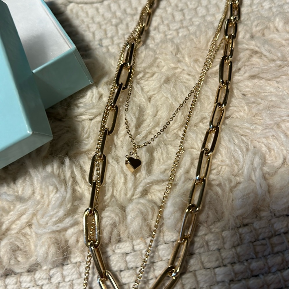 Park Lane 3 layered, chunky links, heart and padlock. NIB